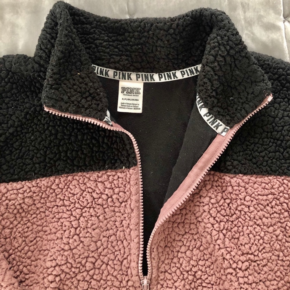 Pink full zip teddy sweatshirt
